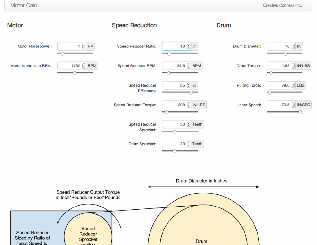 Creative Conners Motor Calculator