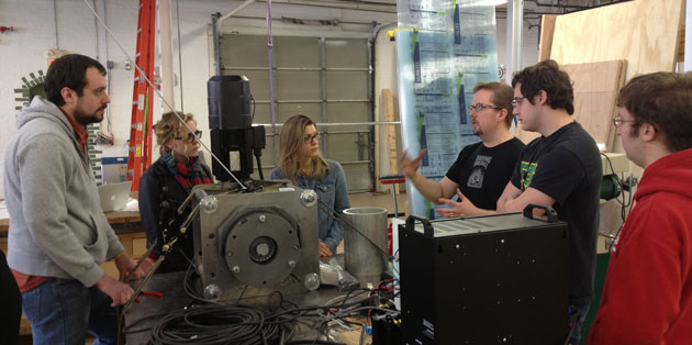 The students from UConn's automation in theatre class visit the Creative Conners shop